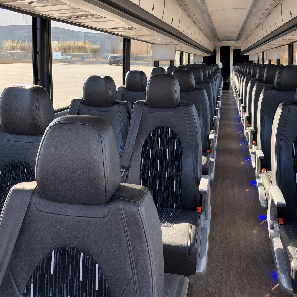 columbus charter bus rental interior